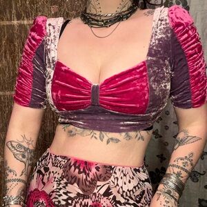 Anna Sui Bratz Doll Velvet Coquette Rococo Velvet Crop Top